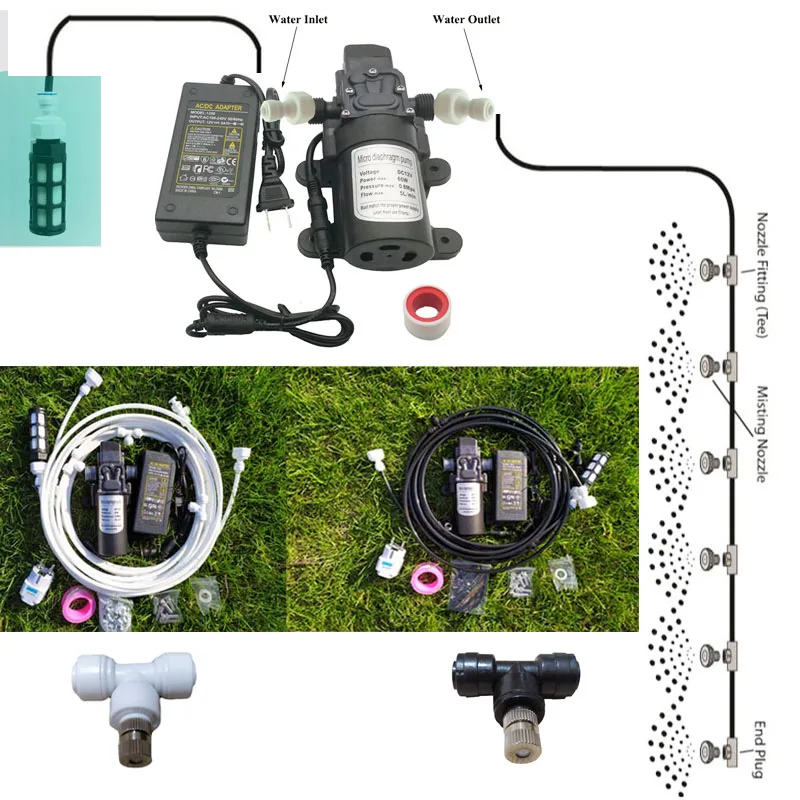 

Electric sprayer Pump 12V garden water misting fogging system for flowers plant greenhouse watering misting system