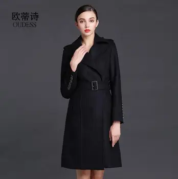 

Cheap long wool coat women overcoat casaco feminino abrigos invierno jaqueta feminina manteau femme autumn winter dark blue