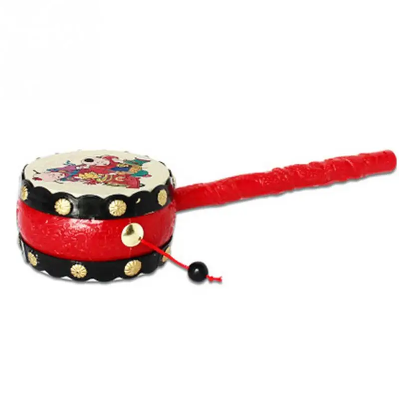 Baby Kids Cartoon Plastic Chinese Traditional Rattle Drum Spin fun toys Hand Bell Music Toys