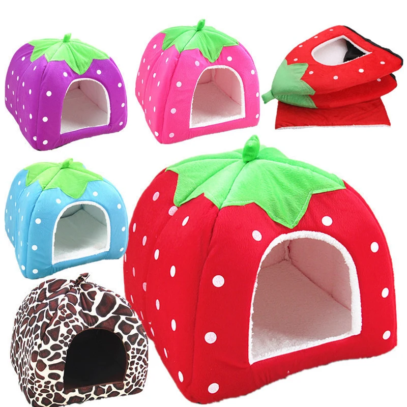 pet dog house large dog bed Strawberry Leopard Print Cat tent Rabbit Warm Cushion Basket ZL03