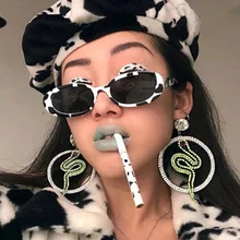 Новые трендовые маленькие солнцезащитные очки с оправой цвета коровы для женщин винтажные черные розовые индивидуальные очки женский новогодний подарок