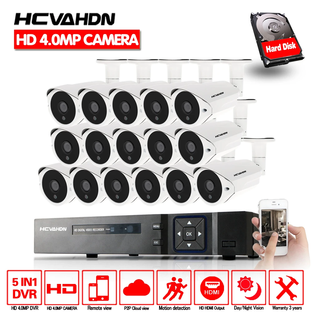 Домашняя система видеонаблюдения HCVAHDN HD 16CH 5MP NVR 4MP AHD DVR CCTV 4.0mp камера домашняя