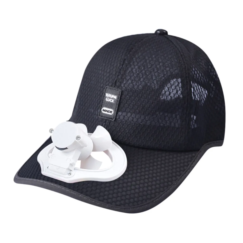 JAYCOSIN, летняя бейсболка с вентилятором, кепка, зарядка через usb, дышащая Кепка, Солнцезащитная шляпа, требуется для рыбалки, спорта на открытом воздухе - Цвет: BK