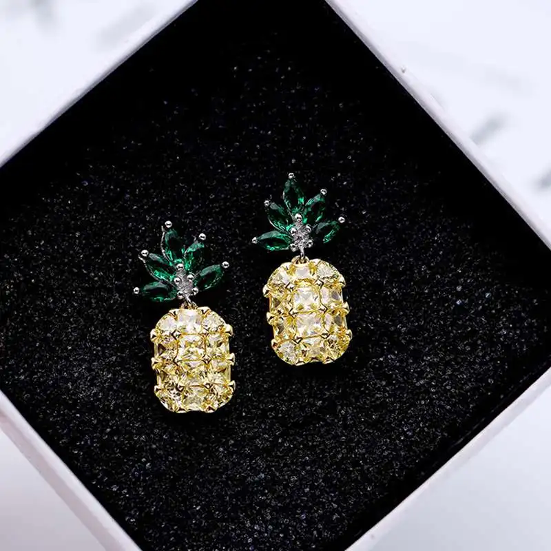 

Ruifan High Quality Cute Crystal Pineapple Shape Pink/Yellow Cubic Zircon Korean Earrings for Women 2019 Fashion Jewelry YEA336