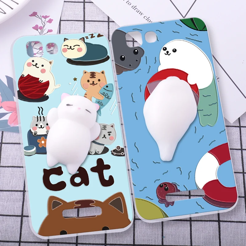 

Silicone Phone Case For Highscreen Tasty Phone shell Relax Cat 3D Squishy Pinch Cover For Highscreen Tasty