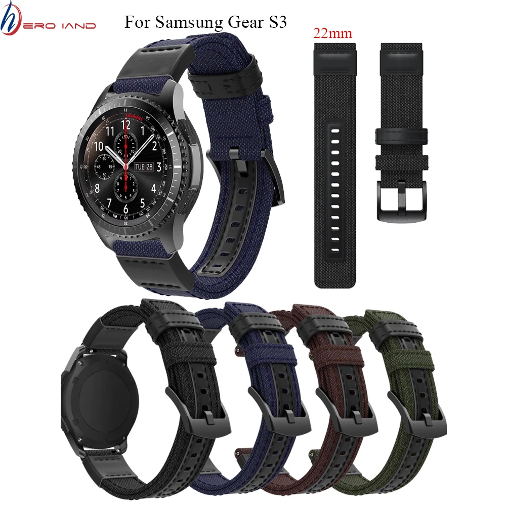 Genuine Nylon + Calf Leather Watchband for Samsung Galaxy Watch 46mm Gear S3 Quick Release Band Canvas Strap Wrist Belt Bracelet |