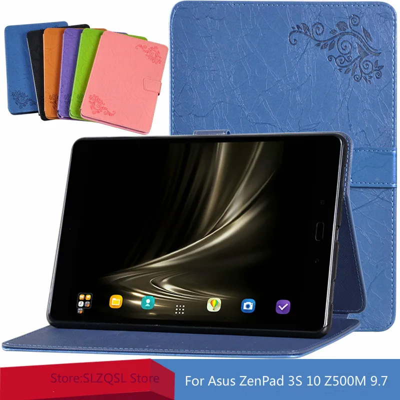 

Print PU Leather Case Stand Cover for ASUS ZenPad 3S 10 Z500M 9.7" Tablet + 2 X Screen Protector Film