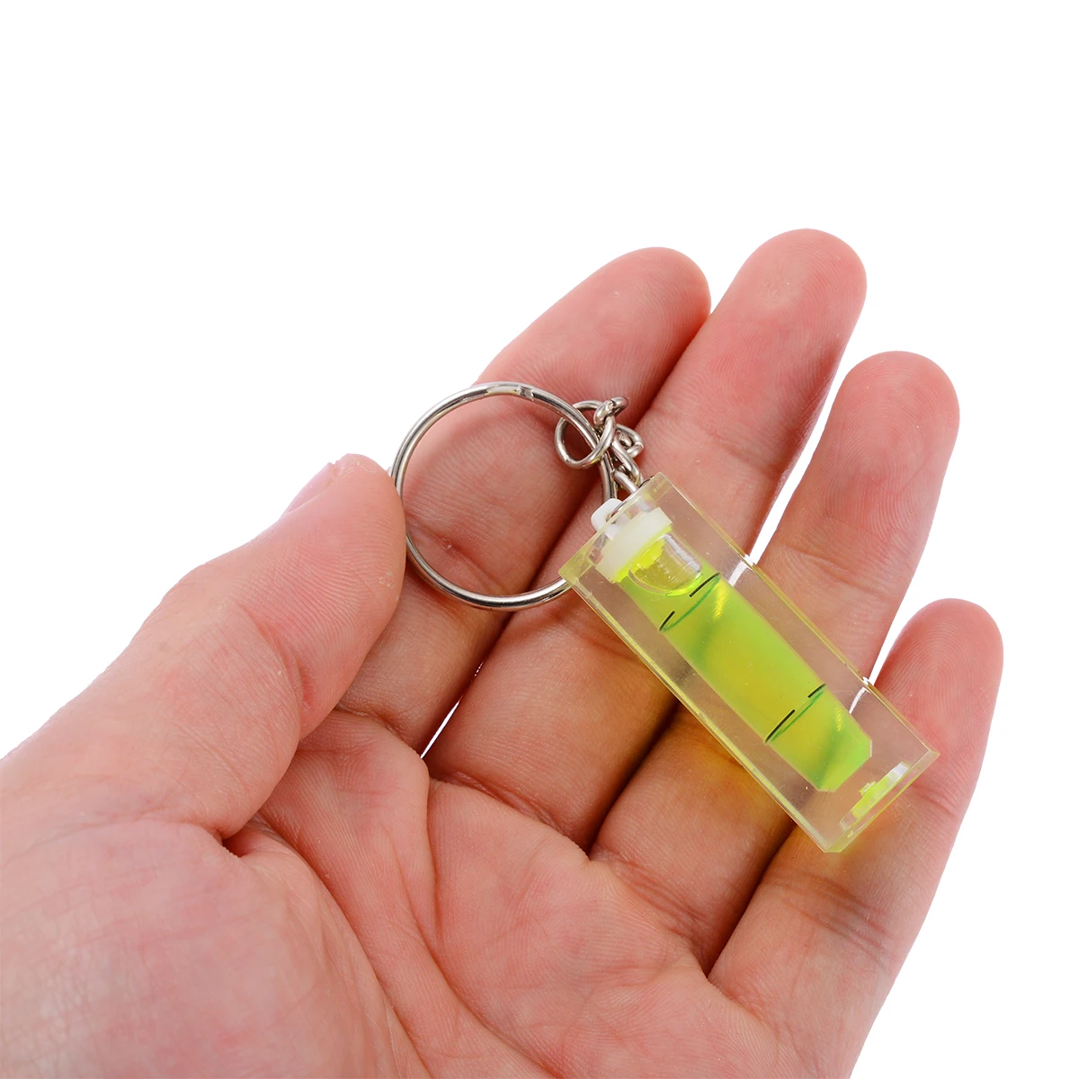 1PC Mini Acrylic Spirit Level Key Ring Key Chain Tool Gadget Gift Novel Green 15x15x40mm