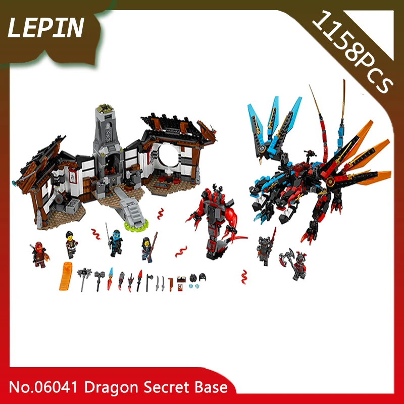 

Doinbby Store 06041 1158Pcs Ninja Series Double Element Dragon Secret Base Model Building Blocks Compatible with Legoings
