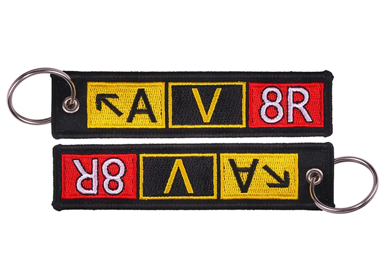 EM-1249 Aviator AV8R Airport Taxiway Keychain Bijoux Keychain for Cars llaveros Keychains Embroidery Key Fobs OEM ATV Car Key Chains