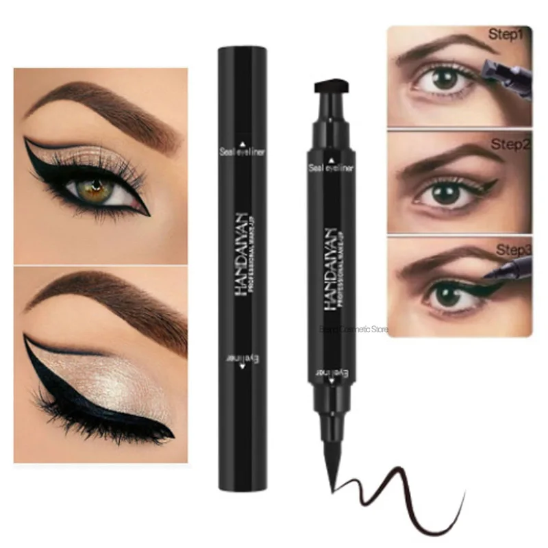 

Double Head Liquid Eyeliner Stamp Waterproof Black Makeup Eyeliner Pen Brand Make Up Beauty Stamps Eye Pencil Cosmetics