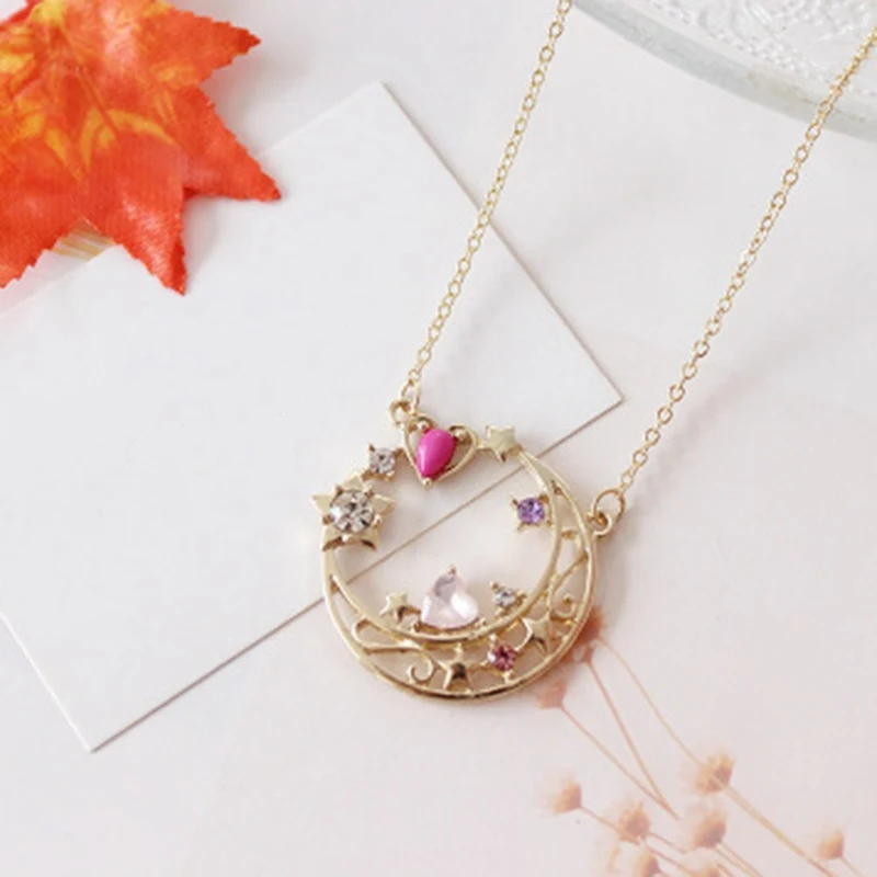 

Anime Cute Girl jewelry Goddess Moon Pendant Necklace Healing Crystal Natural Stone Sailor Moon Necklace