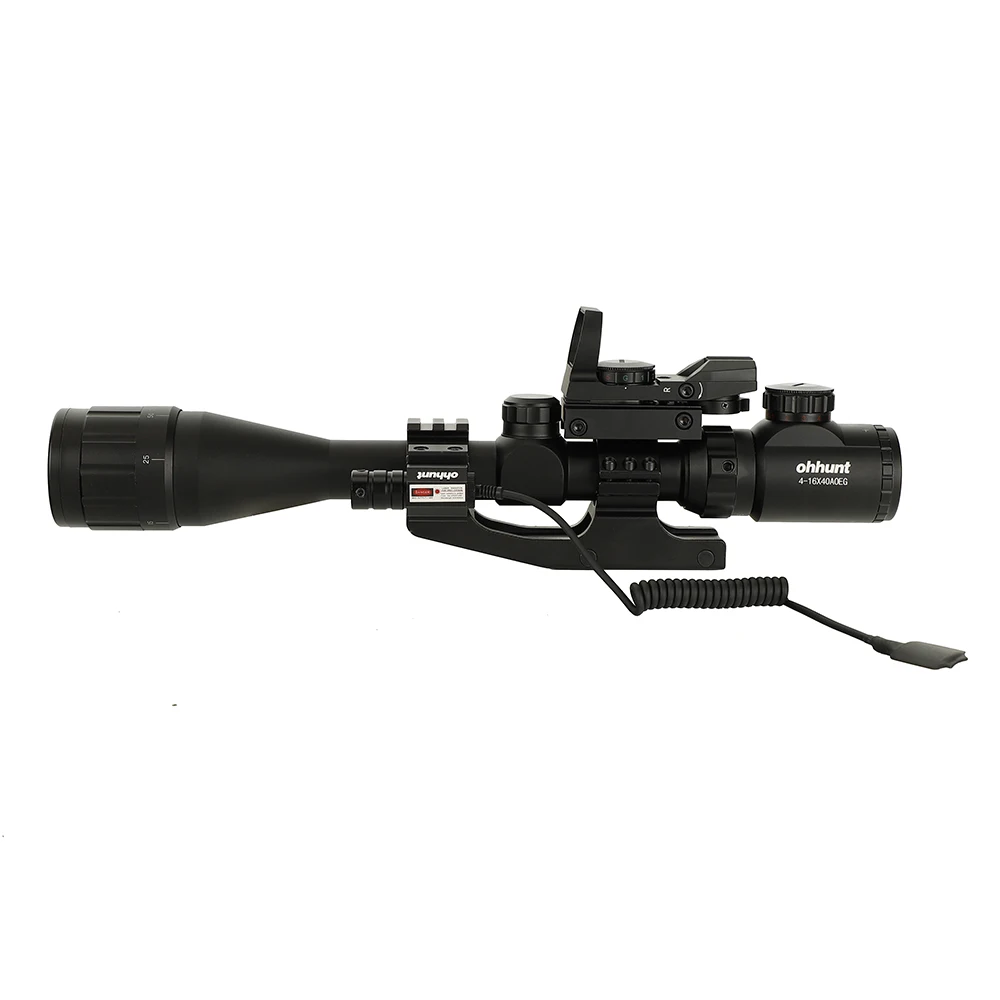 Ohhunt 4-16X40 AOEG Hunitng Combo Riflescope Mil Dot проволочная сетка с красно-зелеными лазерными прицелами и красным точечным тактическим оптическим прицелом