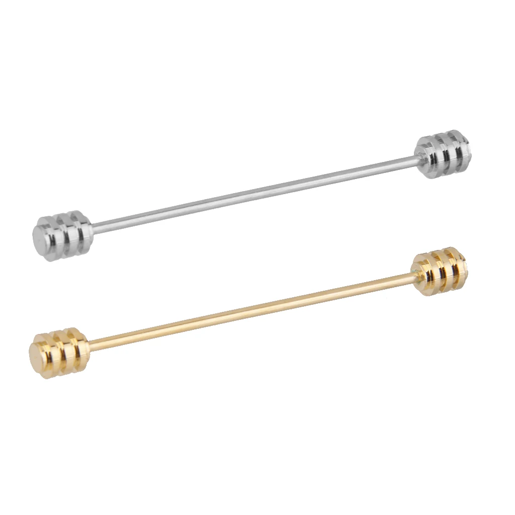 2 Pieces Barbell Pin Collar Lapel Tie Bar Mens Wedding Stick Clip Badge Mens Suit Jewelry