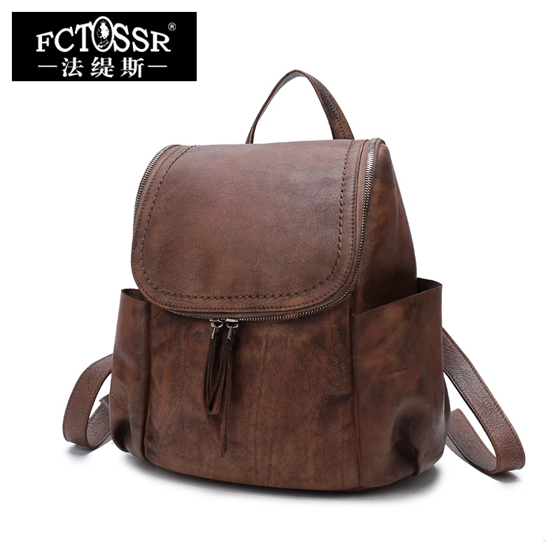 Top Grain Cow Leather Women Backpack 2019 Summer Travel Men Knapsack Bags Handmade Genuine Unisex Back Pack Lady | Багаж и сумки