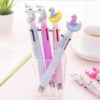 

1 Piece 6 colors Creative Unicorn Owl Animal Ballpoint Pen Cartoon Drawing Graffiti Pen For Kids School Office Stationery