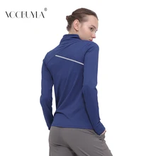 Voobuyla Для женщин Стенд топы для фитнеса и йоги Футболки быстросохнущая с длинным рукавом Половина на молнии зауженный футболка Женские Спорт бег топы Спортивные