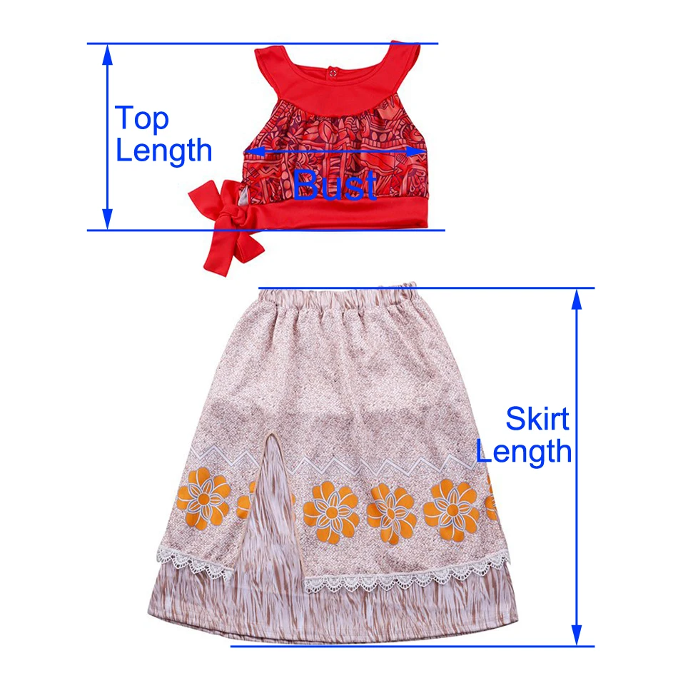 MUABABY Одежда для девочек «Моана»; детские летние туфли с ремешками; карнавальный костюм принцессы Vaiana; Детский комплект из 2 предметов; пляжный сарафан; От 3 до 10 лет