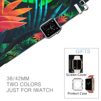 

Leaf Art Style Watchband Strap38/40/42/44 forApple Watch Calf Leather For Iwatch Bracelet Women Universal Watches Travel Fashion