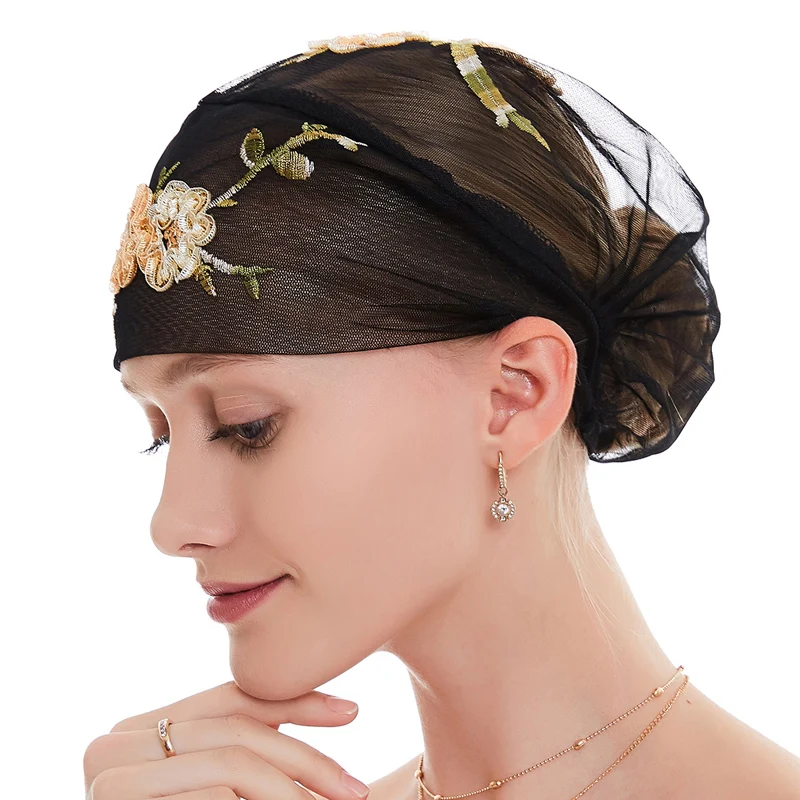 

Arab Chiffon Hijabs Muslim Women Embroidery Hijab Caps