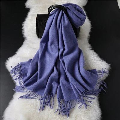 Luna& Dolphin, Женская шаль, 200x70 см, высокое качество, Натуральная шерсть, зимнее кольцо с перекрестным плетением, шаль, палантин, Пашмина, кисточка, Кашемировое одеяло, шарф - Цвет: lavender