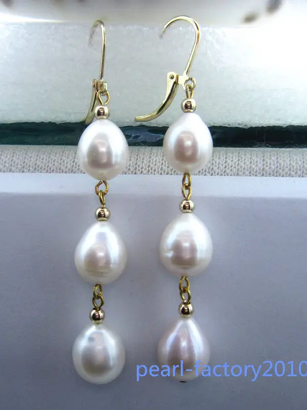 

hot sell new - new 9X10MM AAA PERFECT south sea white pearl earrings