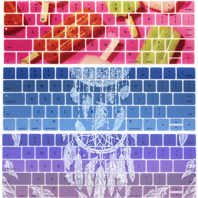 

For Macbook Pro Touch Bar 13 15 A1706 A1989 A1707 US Version Silicone Keyboard Cover Skin With Nice Printing TouchBar 13.3 15.4