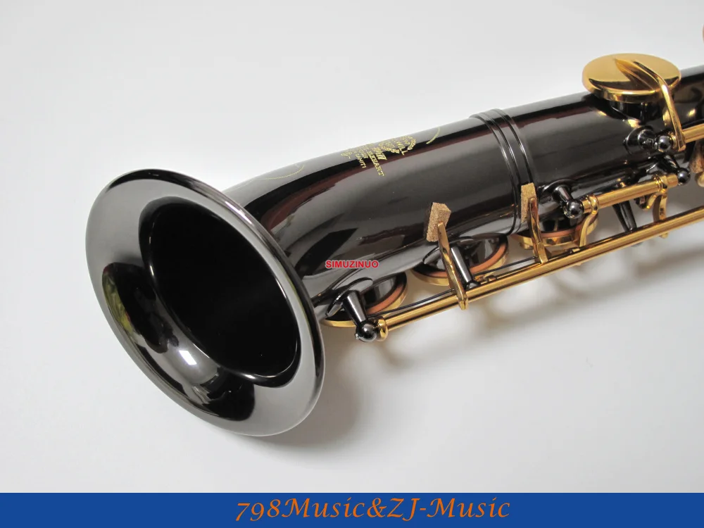 Черный никелевый Золотой изогнутый колокольчик Сопрано-саксофон Bb ключ к высокому F ключ и G ключ