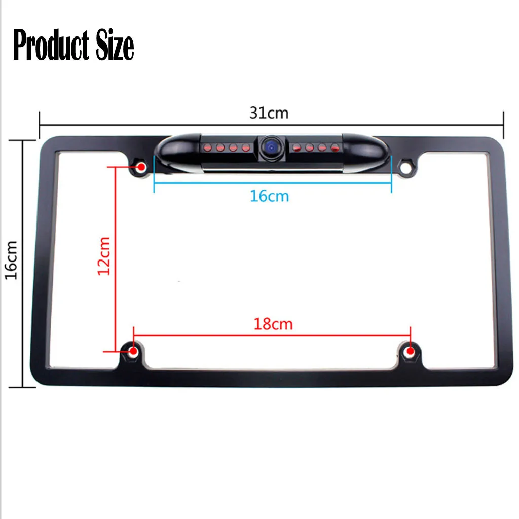 Камера для номерного знака 170 ° HD Автомобильная камера заднего вида американская рамка для номерного знака 8LED ночное видение металл/абс материал#513g40