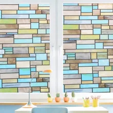 Конфиденциальности Шторки для окон кирпич пятнистости Стекло пленки Водонепроницаемый статичный оконный цепляться не клей Стекло Декор окна
