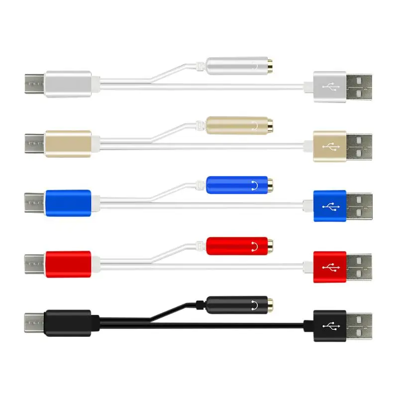 

2 In 1 USB to Type C/3.5mm Earphone Audio Charging Cable Power Supply Charger Cables Cord Wire Line for Listening Music/Charging