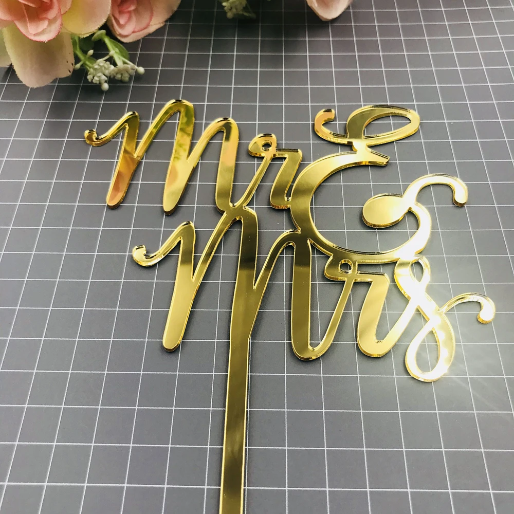 Weddign Cake Decorating Acrylic Dazzling Mr and Mrs Cake Topper ,Cake Topper Decor Anniversary Valentine's Day Engagement Gifts (2)