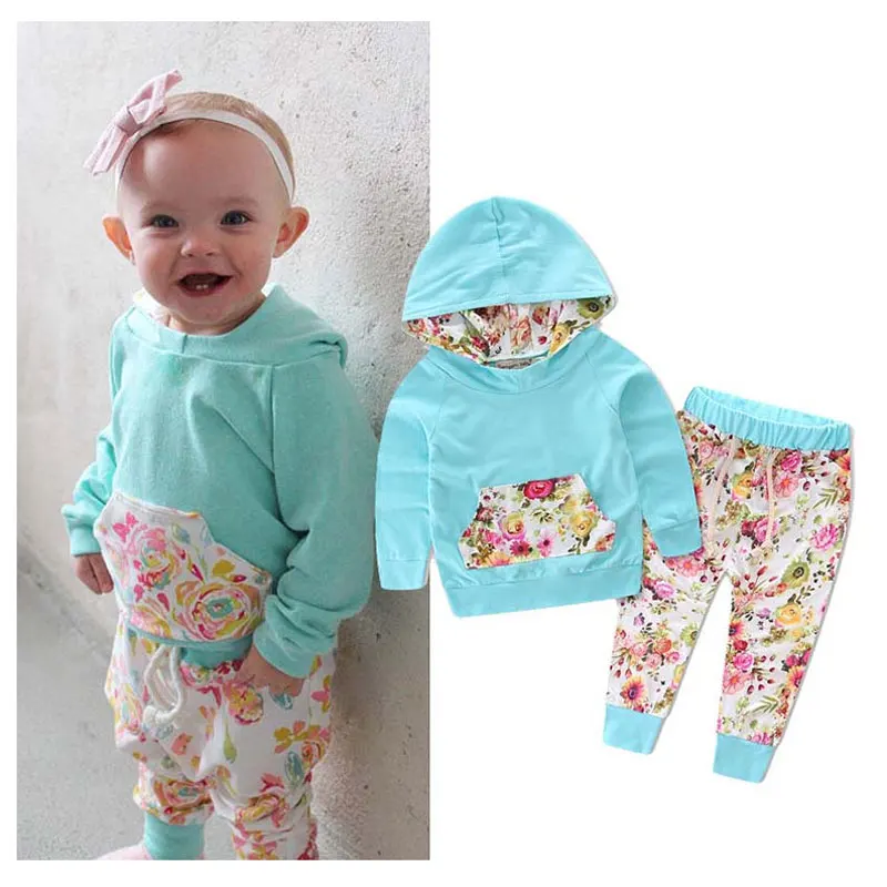 Infant Clothing Girl Hooded Flower Tracksuit Baby Designers Clothes