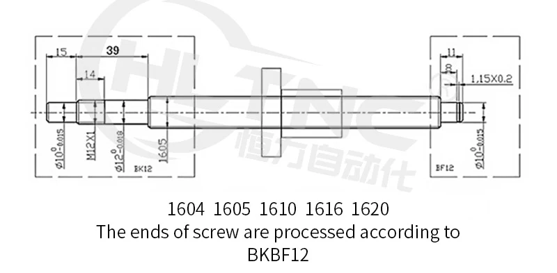 1 шт. 16 мм ходового винта SFU1605 400/450/500/550 мм шариковый винт с одним Ballnut+ BK/BF12 концевые поддержки+ DSG16H ЧПУ части