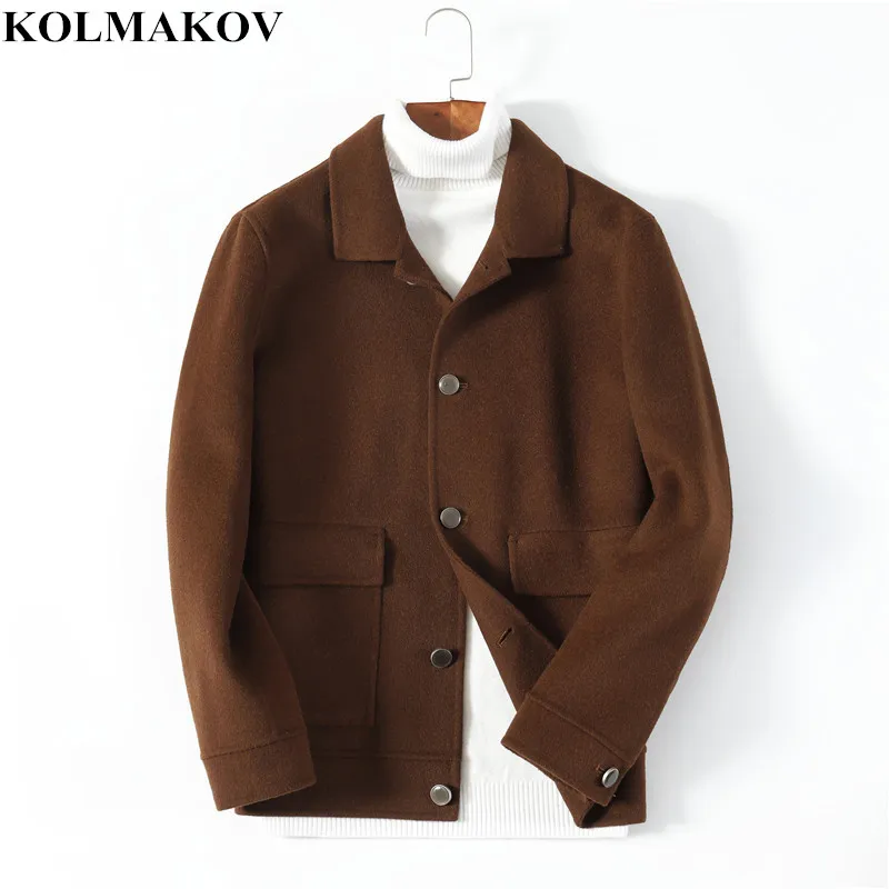 

KOLMAKOV New Men's Woolen Coats Double-faced Wool Outwear Soft Wool Fabric Jackets Spring Jackets Man XXL Luxury Short Coats Men