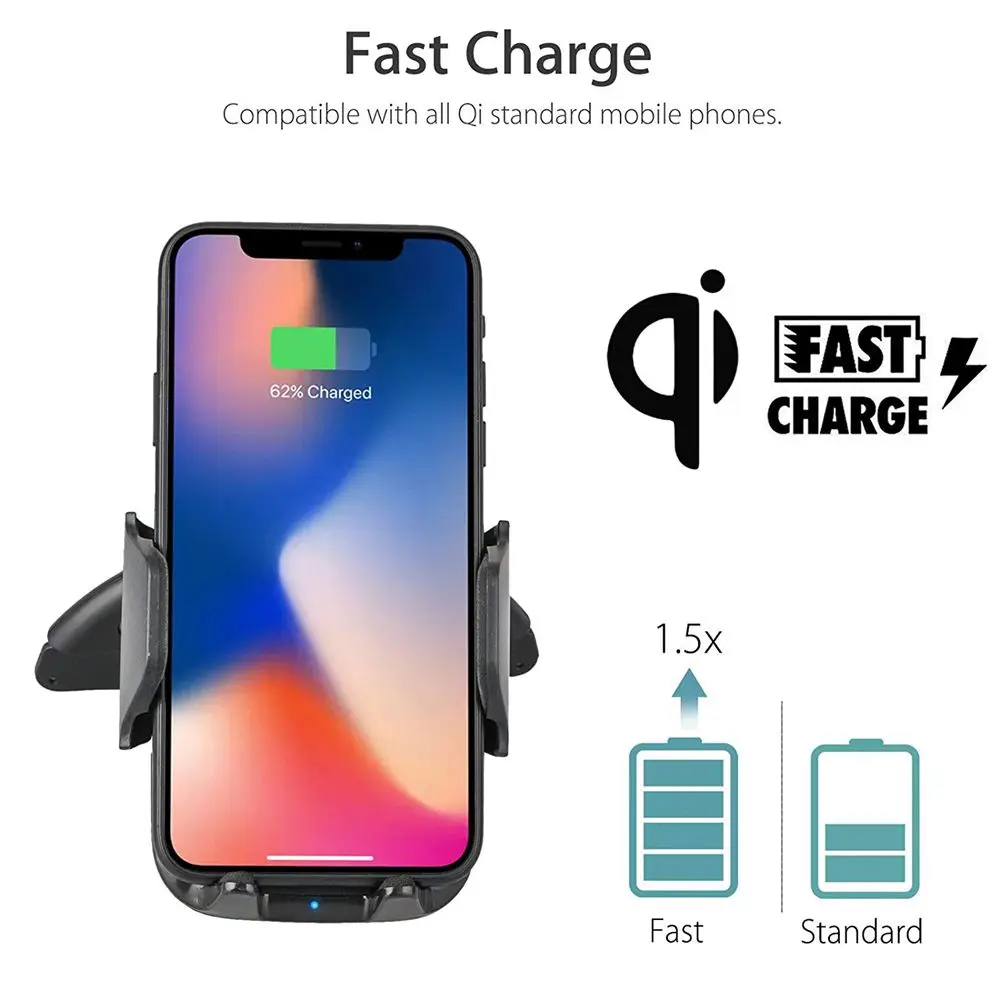 XMXCZKJ Qi Wireless Car Charger For iPhone X 8/8 Plus CD Slot Mount Car Stand Phone Holder Quick Fast Charge For Samsung Note 8