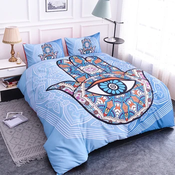

ZEIMON 3pcs Comforter Fashion Bedding Sets Peasonalised Hand And Eyes Printed Home Living Bohemia Duvet Cover Set Pillow Case