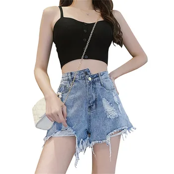

Women's jeans 2019 New Modis Summer Denim Shorts Women's High waist Raw Blue Shorts Boyfriend jeans for women