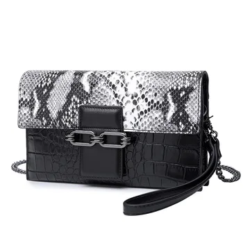 

2019 ladies clutch bag European and American fashion snake pattern genuine Cowhide leather ladies wallet wild Women handbag