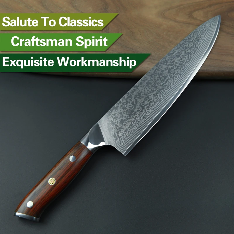 XINZUO 8'' inch Chef Knife vg10 Damascus Steel Kitchen Knives Stainless Steel Gyutou Slicing Knife Cultery with Rosewood Handle