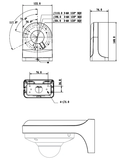 DAHUA DH-PFB203W настенный водонепроницаемый Кронштейн купольная камера ментальный кронштейн PFB203W