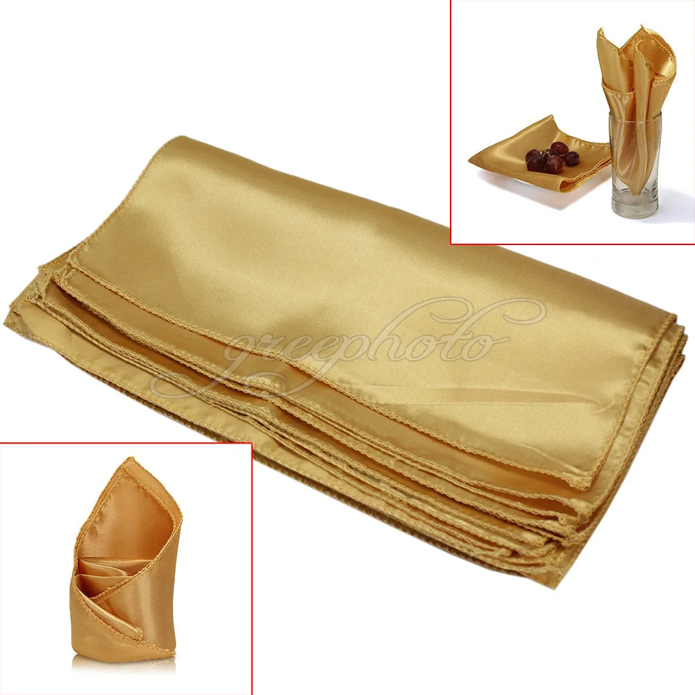 10 шт. Золотые Квадратные платки из ткани для праздничной вечеринки банкета свадьбы