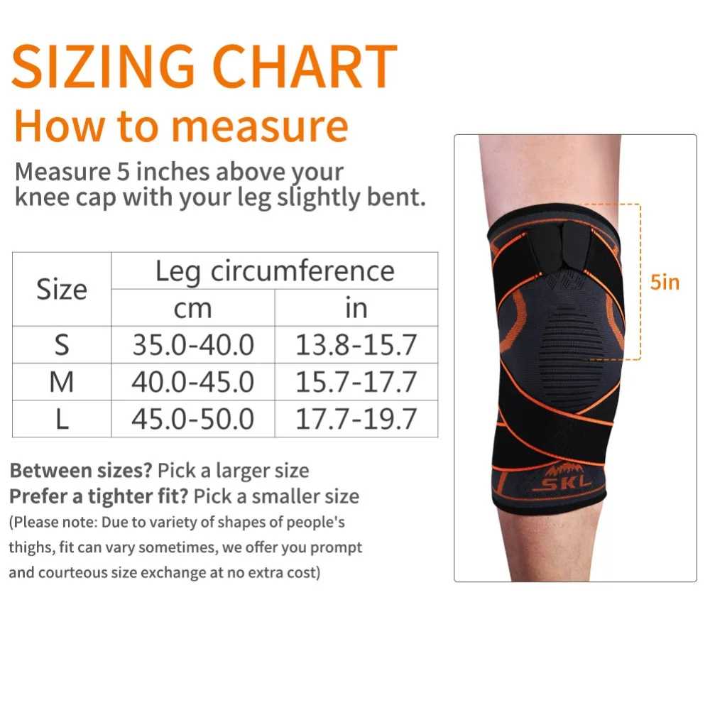 SKL Hiking, Jogging, Running, Basketball, Netball, Squash Knee Brace Support Anti Slip with Detachable Strap for Arthritis Pain SKL Hiking, Jogging, Running, Basketball, Netball, Squash Knee Brace Support Anti Slip with Detachable Strap for Arthritis Pain