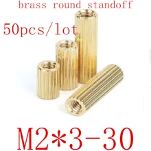 50pcs M2*L L=3mm to 30mm 2mm thread Brass Round Standoff Spacer Female Female M2 Brass Threaded Spacer