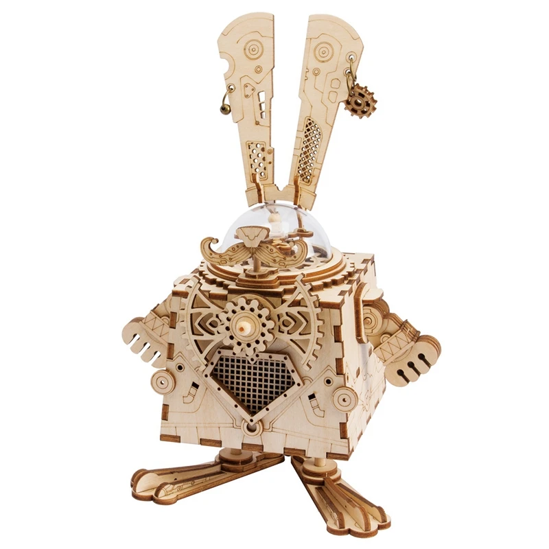 Robotime стимпанк DIY робот деревянная заводная Музыкальная шкатулка аксессуары для украшения дома Пасхальный подарок для мужчин AM601