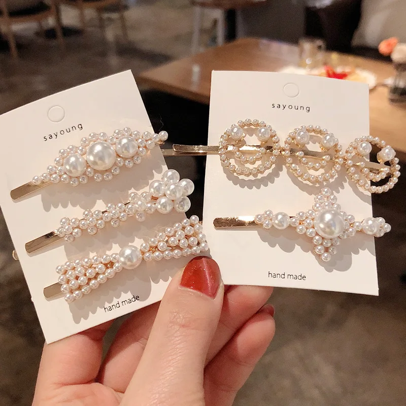 

New Fashion Women Pearl Hair Clip Barrette Beautiful Hairpins Hair Styling Accessories Hair Clip Crystal Elegant Hairpin
