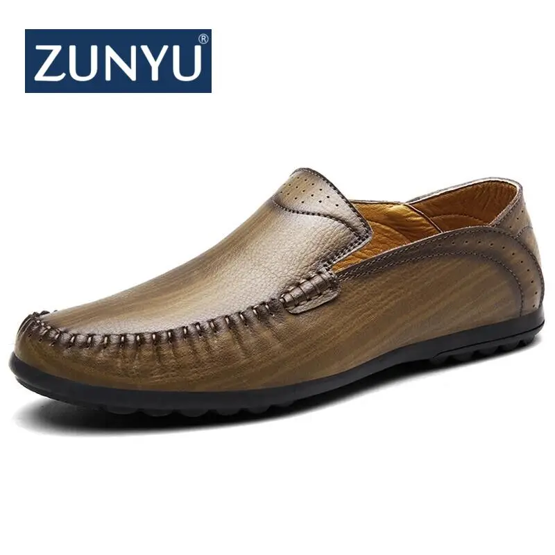 

ZUNYU 2018 Genuine Leather Casual Shoes Men Handmade Vintage Shoes Lace-up Hot Sale Moccasins Chaussure Homme Large Size 37-46