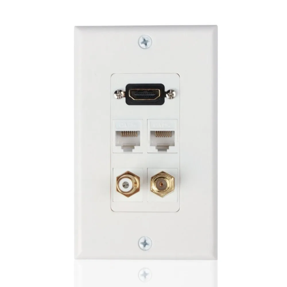 

HDMI Ethernet Network RJ45RCA Coaxial F Connector Multi Combo Wall Plate RCA Jack Socket Insert Wiring Plug Outlet Cover Panel