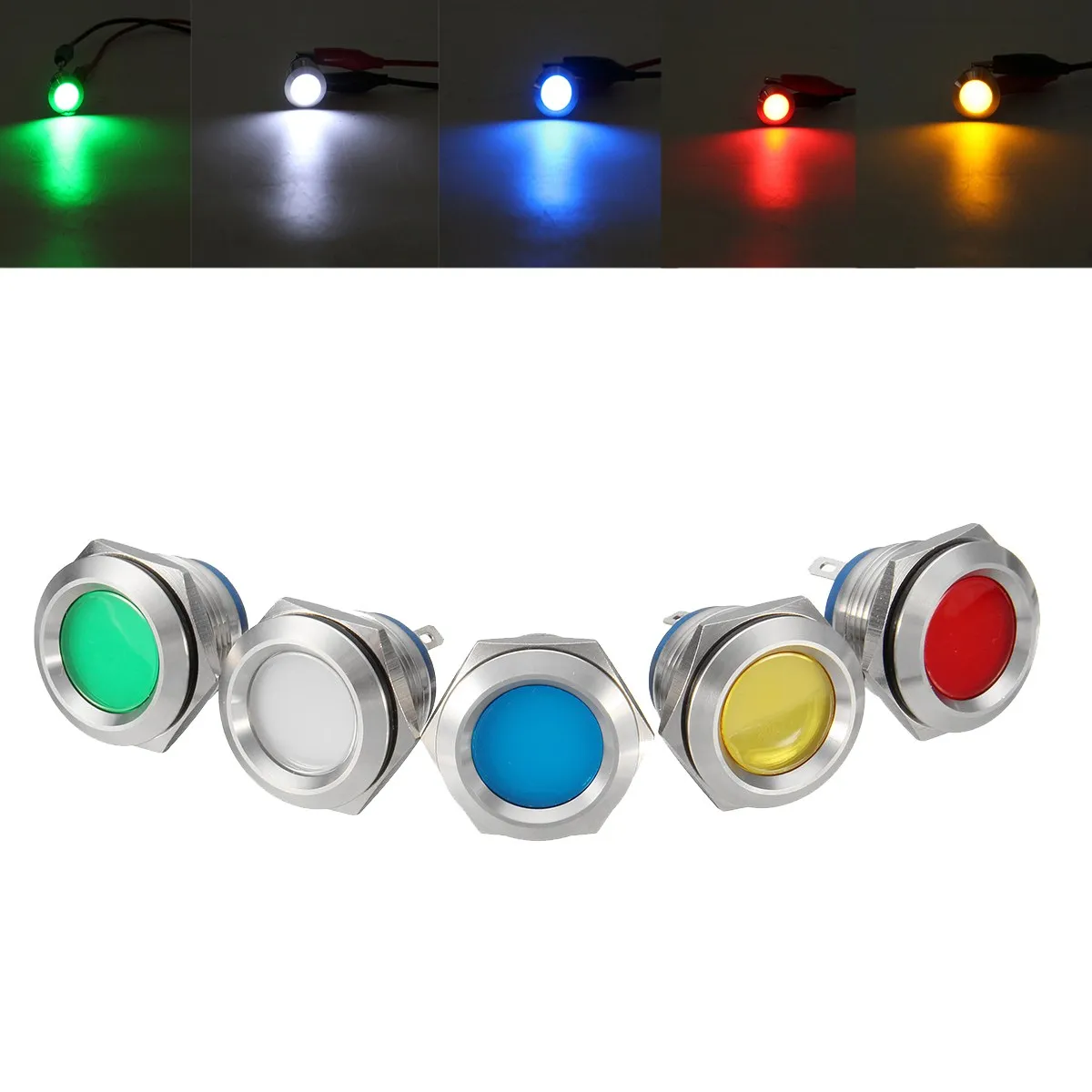 12/24V 19mm Car Boat LED Dashboard Panel Warning Indicator Dash Light