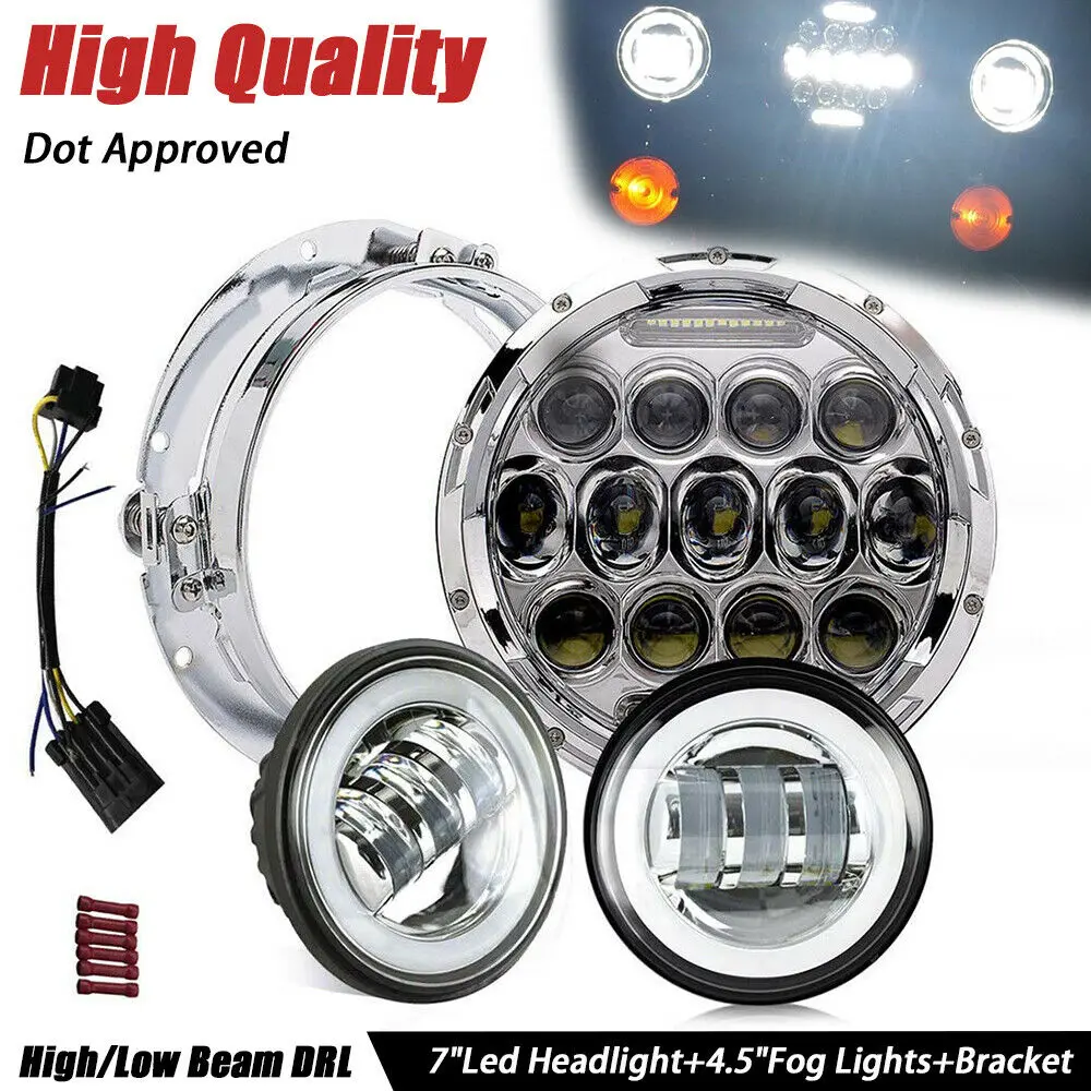 

7 Inch Motorcycle LED Headlights Running Light Driving Light Headlamp for Jeep Harley Davidson Turn Signal Light sealed